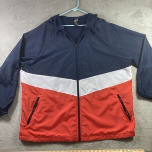 Russell Jacket Adult 3XL Windbreaker Colorblock Full Zip Hooded Mesh Lining Men